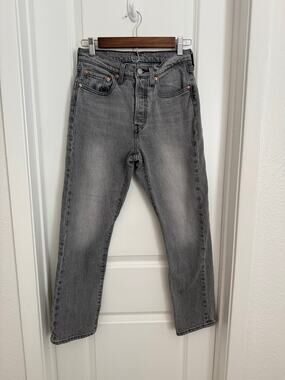 Levi's 501 Gray High Waisted Straight Leg Jeans Size 26 x 28